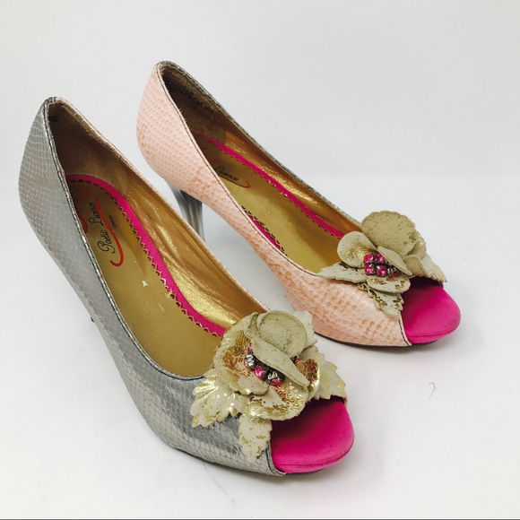 Poetic License Shoes - Poetic License Bloom Artsy Peep Toe Floral Heels